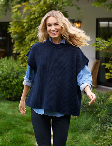 MONTECITO VEST Marine, Pure Italian Cotton